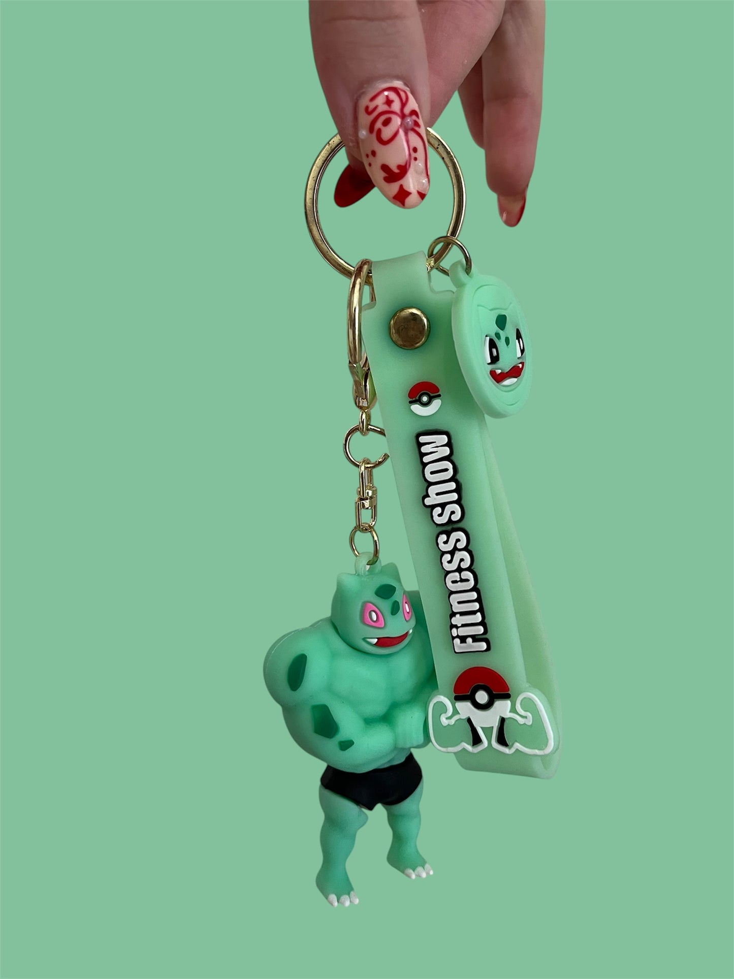 Bulbasaur muscle keychain