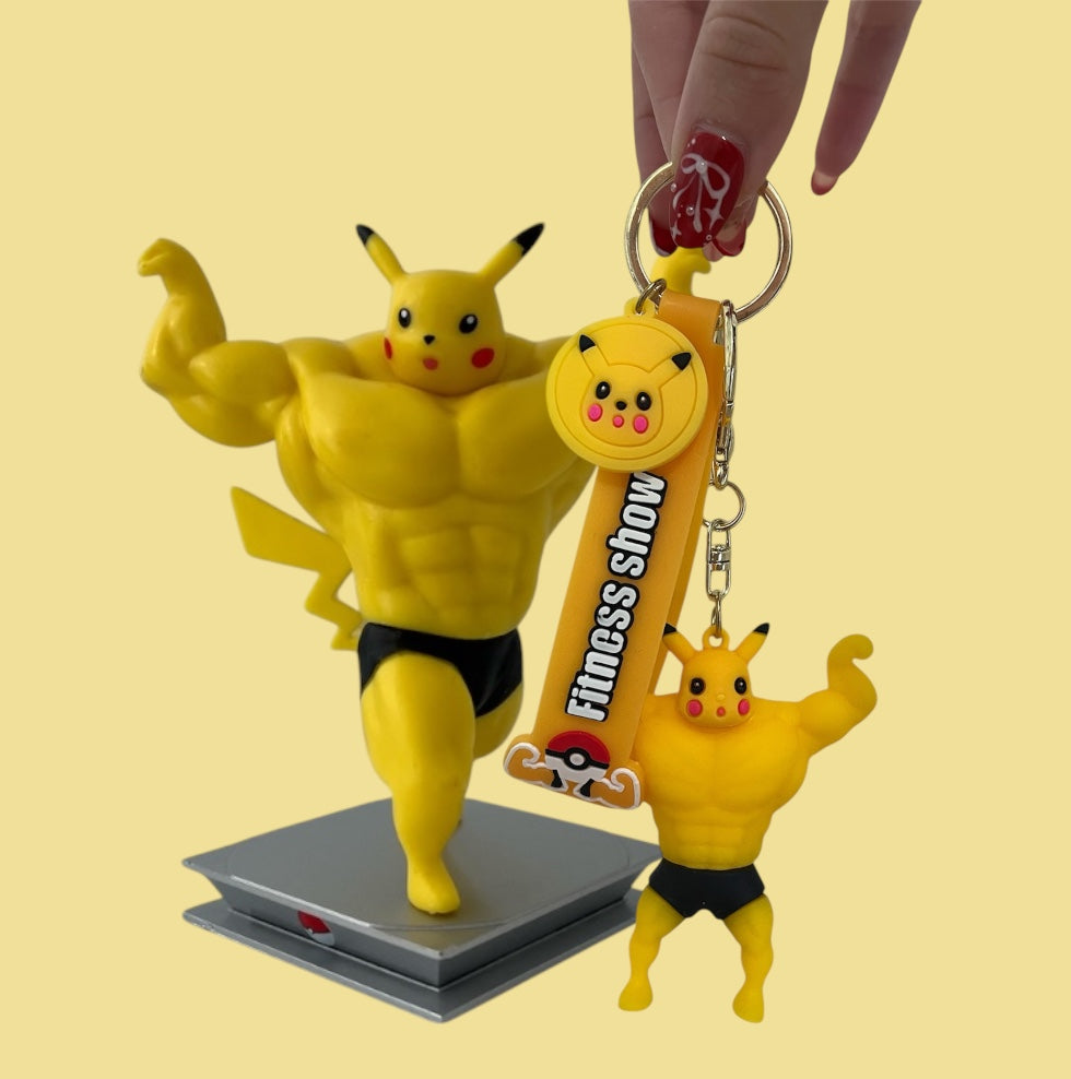 Pikachu muscle figure and keychain bundle